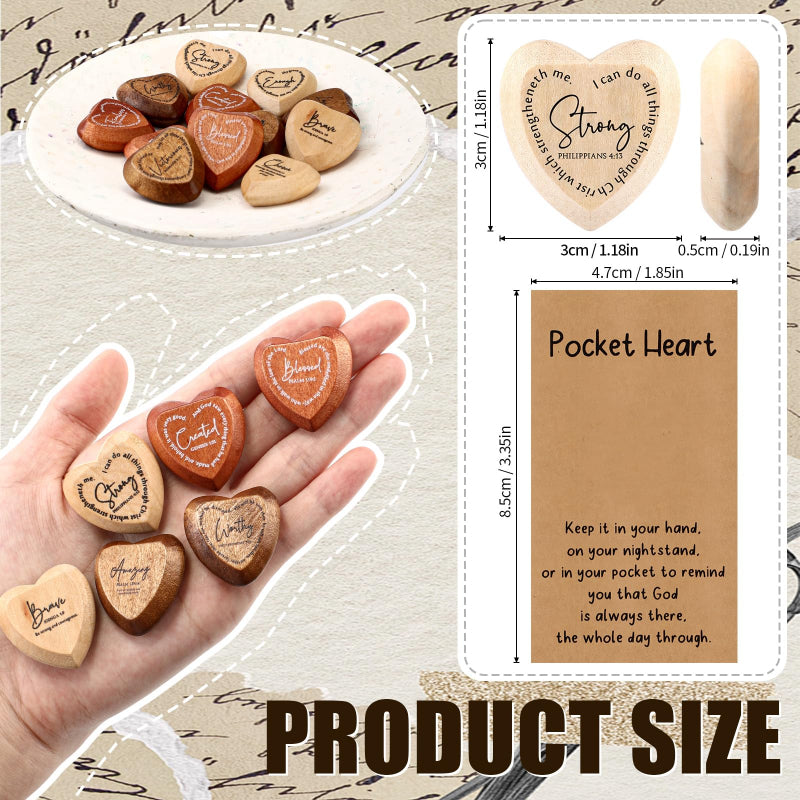 TYIIPRO™ Christian Pocket Hug Gifts – Wooden Heart Tokens with Bible Verses, Inspirational Gift Boxes & Prayer Cards, Religious Gifts for Church, Baptism & Encouragement