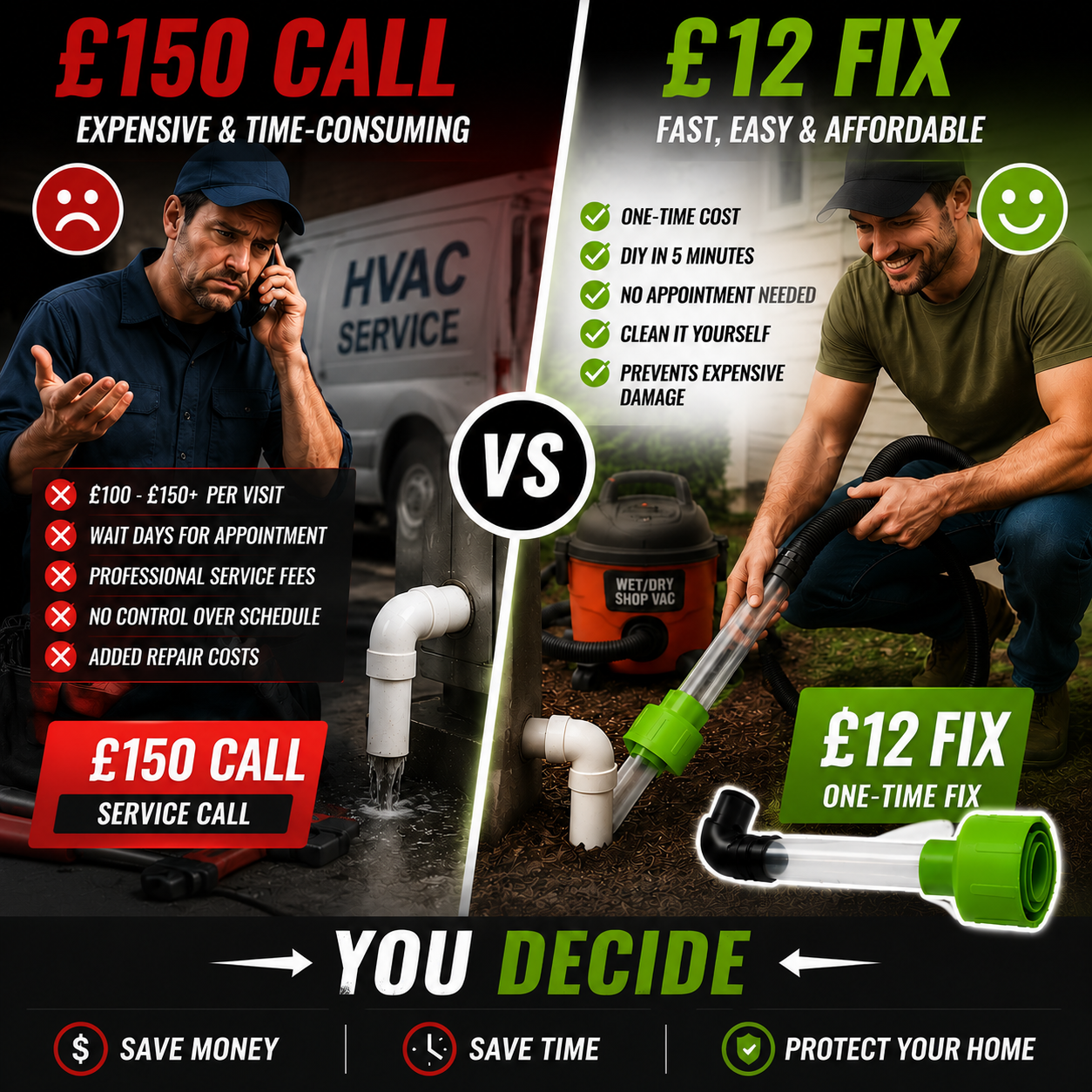 Clear Your AC Drain in Minutes — No Plumber Needed.