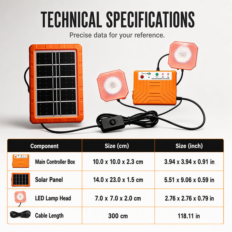 Portable Solar Power System with 2 LED Lights – Off-Grid Solar Generator Kit, Multi-Port Charging Station for Camping, Emergency & Outdoor Use