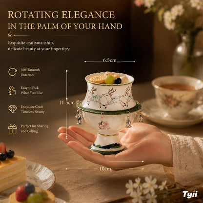 The Oriental Charm: Hand-Painted Under-Glaze Rotating Tea Cup with Luxury Gift Box