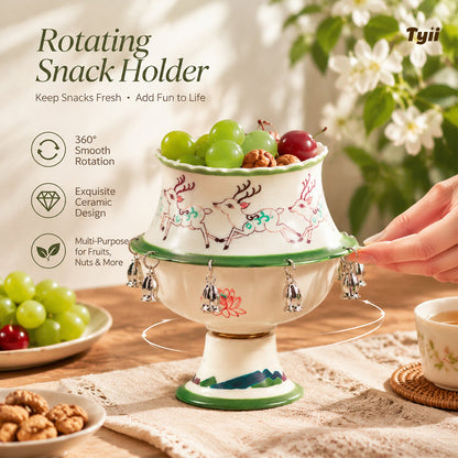 The Oriental Charm: Hand-Painted Under-Glaze Rotating Tea Cup with Luxury Gift Box