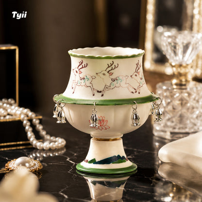 The Oriental Charm: Hand-Painted Under-Glaze Rotating Tea Cup with Luxury Gift Box