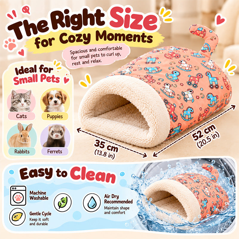 🐱 Plush Self-Warming Pet Sleeping Bag & Cave Bed