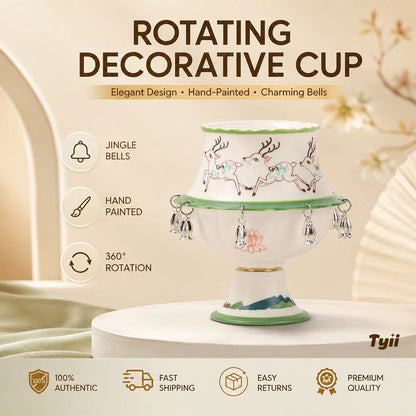 The Oriental Charm: Hand-Painted Under-Glaze Rotating Tea Cup with Luxury Gift Box