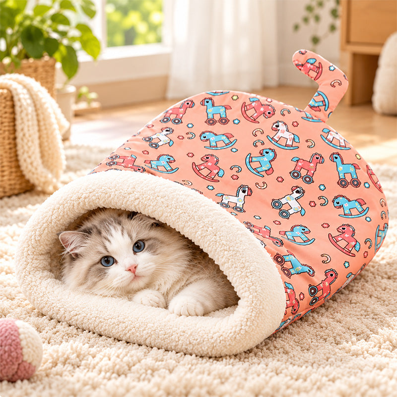 🐱 Plush Self-Warming Pet Sleeping Bag & Cave Bed