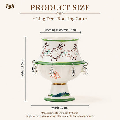 The Oriental Charm: Hand-Painted Under-Glaze Rotating Tea Cup with Luxury Gift Box