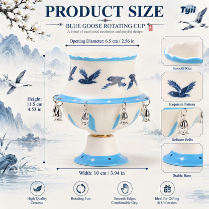 The Oriental Charm: Hand-Painted Under-Glaze Rotating Tea Cup with Luxury Gift Box