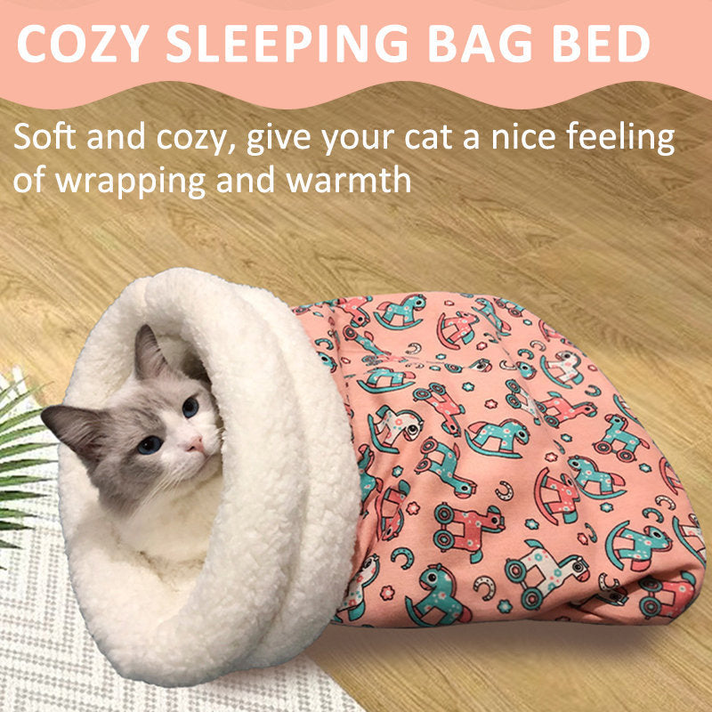 🐱 Plush Self-Warming Pet Sleeping Bag & Cave Bed