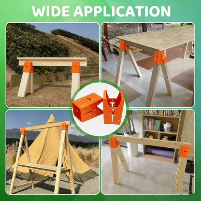 🛠️ 2Pcs Heavy Duty Sawhorse Brackets with Down Clamp
