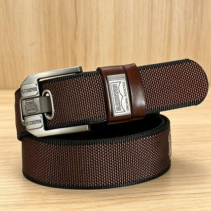 TYII™ Men's Heavy-Duty Canvas Belt – 10-Hole Adjustable Webbing Belt with Zinc Alloy Buckle