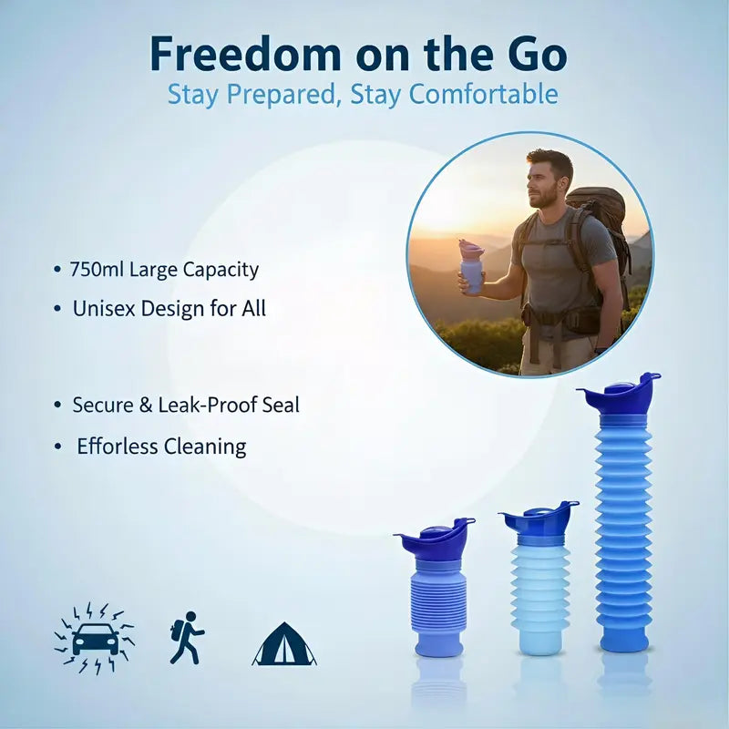 TYII™ 750ml Collapsible Portable Travel Urinal – Leak-Proof Emergency Urine Bottle for Car, Camping & Outdoor Use