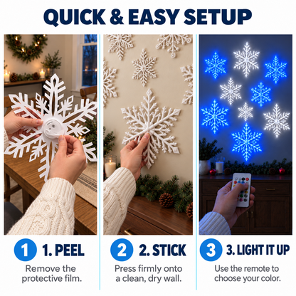 TYIIPRO™ LED Snowflake Wall Lights – Remote-Controlled Christmas Snowflake Decorations for Walls, Windows & Ceilings