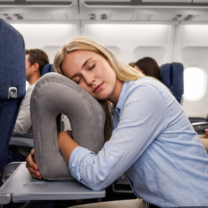 ✈️ Inflatable Travel Pillow | 360° Support – Soft Flocking, Quick Inflate, Compact