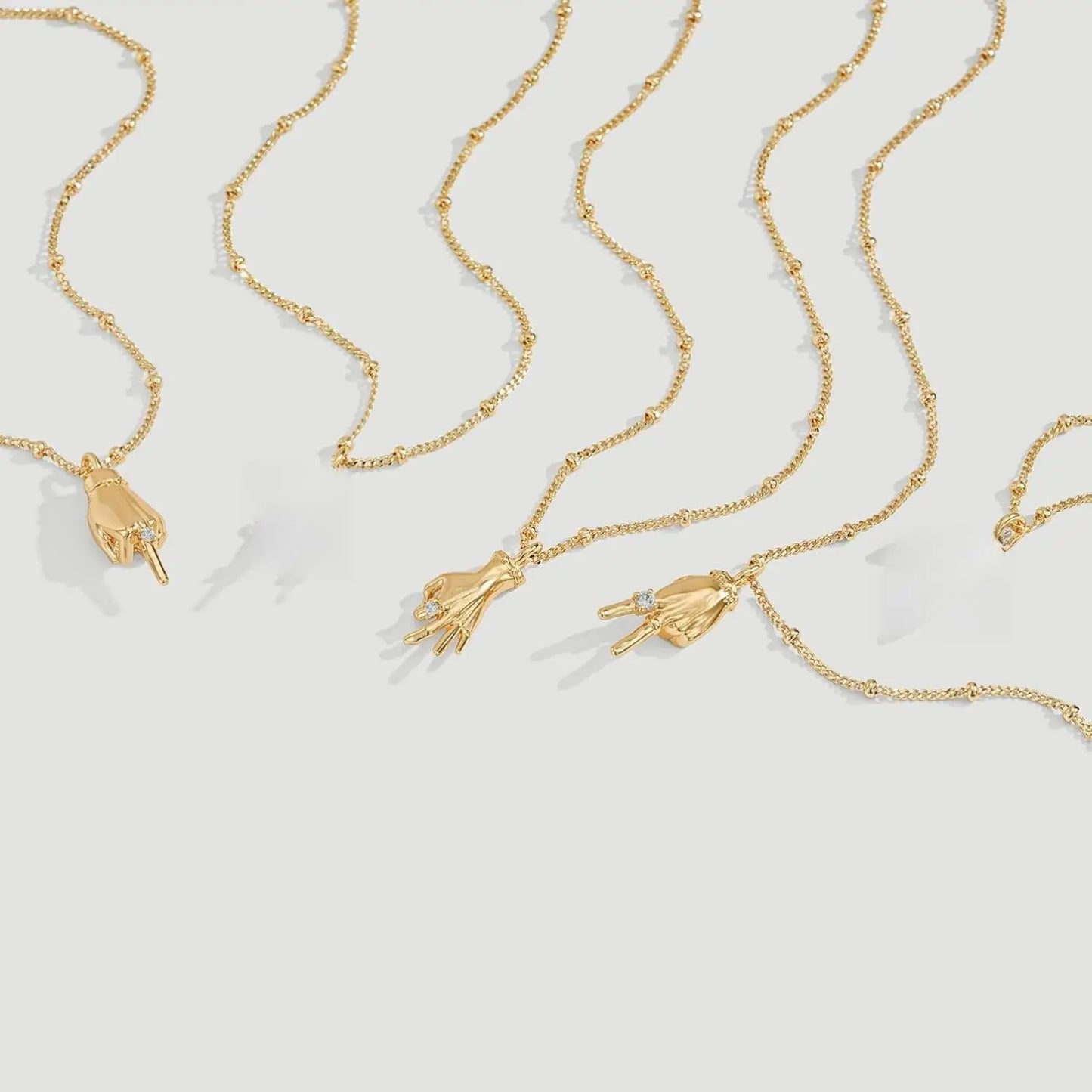 Gold Plated Hand Pendant Necklace for Women