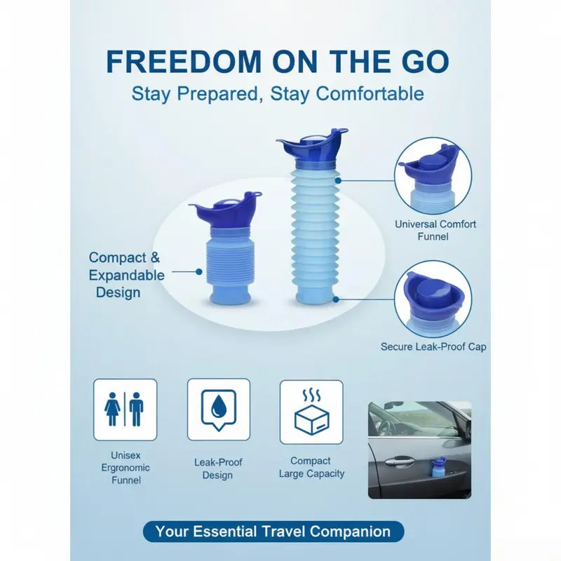 TYII™ 750ml Collapsible Portable Travel Urinal – Leak-Proof Emergency Urine Bottle for Car, Camping & Outdoor Use