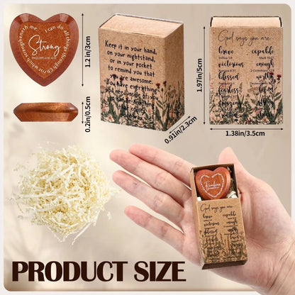 TYIIPRO™ Christian Pocket Hug Gifts – Wooden Heart Tokens with Bible Verses, Inspirational Gift Boxes & Prayer Cards, Religious Gifts for Church, Baptism & Encouragement