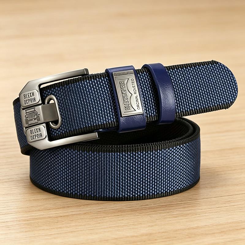 TYII™ Men's Heavy-Duty Canvas Belt – 10-Hole Adjustable Webbing Belt with Zinc Alloy Buckle