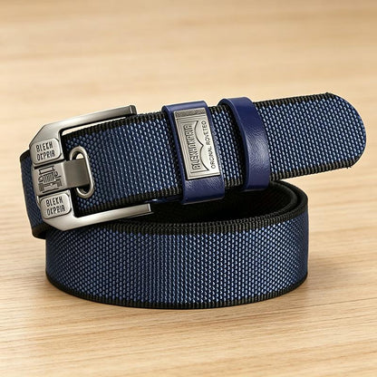 TYII™ Men's Heavy-Duty Canvas Belt – 10-Hole Adjustable Webbing Belt with Zinc Alloy Buckle