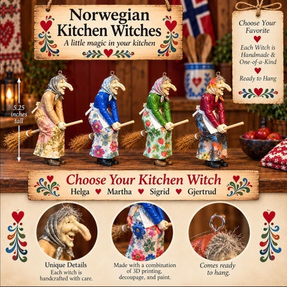 🧙 TYII™ Norwegian Kitchen Witch – Good Luck Hanging Ornament, Funny Kitchen Decor & Unique Gift 🍀