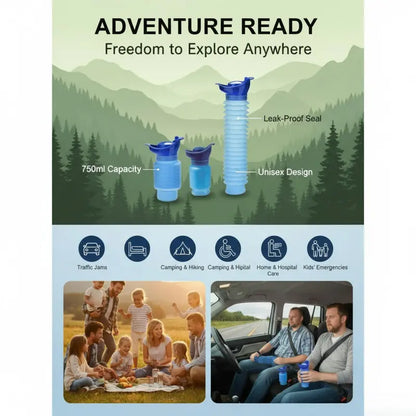 TYII™ 750ml Collapsible Portable Travel Urinal – Leak-Proof Emergency Urine Bottle for Car, Camping & Outdoor Use