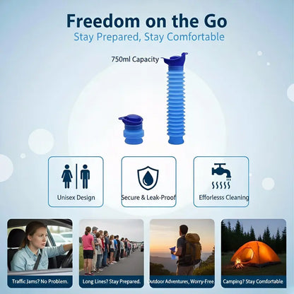 TYII™ 750ml Collapsible Portable Travel Urinal – Leak-Proof Emergency Urine Bottle for Car, Camping & Outdoor Use