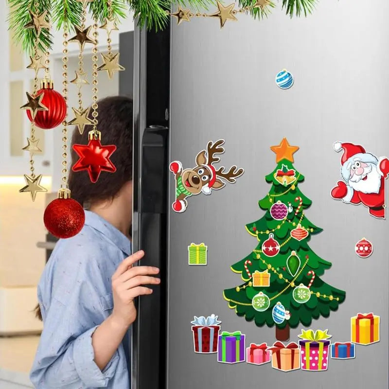 TYII™ Christmas Refrigerator Magnet Set – DIY Christmas Tree, Santa & Reindeer Fridge Decorations, Festive Magnetic Stickers for Kitchen & Home