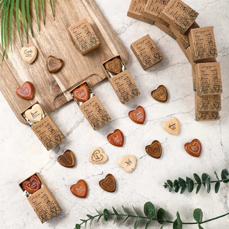TYIIPRO™ Christian Pocket Hug Gifts – Wooden Heart Tokens with Bible Verses, Inspirational Gift Boxes & Prayer Cards, Religious Gifts for Church, Baptism & Encouragement