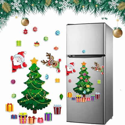 TYII™ Christmas Refrigerator Magnet Set – DIY Christmas Tree, Santa & Reindeer Fridge Decorations, Festive Magnetic Stickers for Kitchen & Home