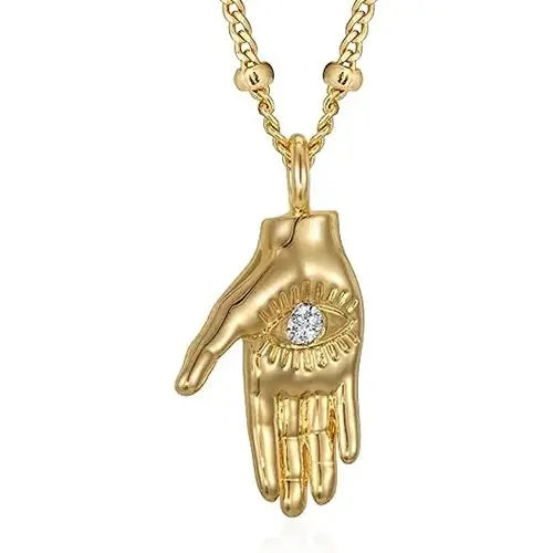 Gold Plated Hand Pendant Necklace for Women