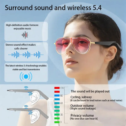 TYIIPRO™ Smart Bluetooth 5.4 Audio Sunglasses – Open-Ear Wireless Music Glasses with UV Protection & Hands-Free Calling