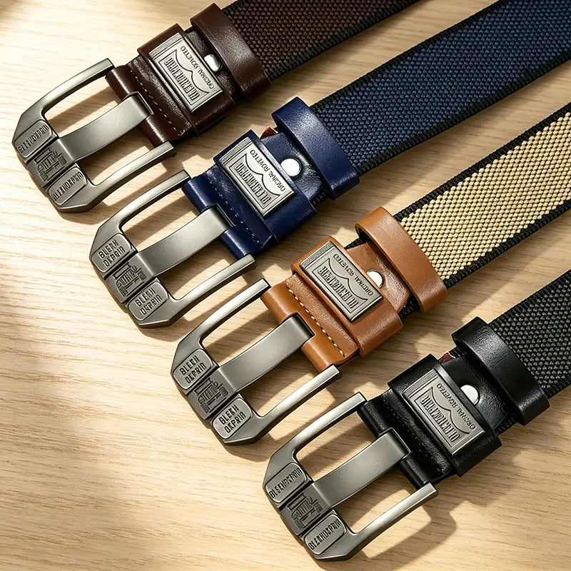 TYII™ Men's Heavy-Duty Canvas Belt – 10-Hole Adjustable Webbing Belt with Zinc Alloy Buckle