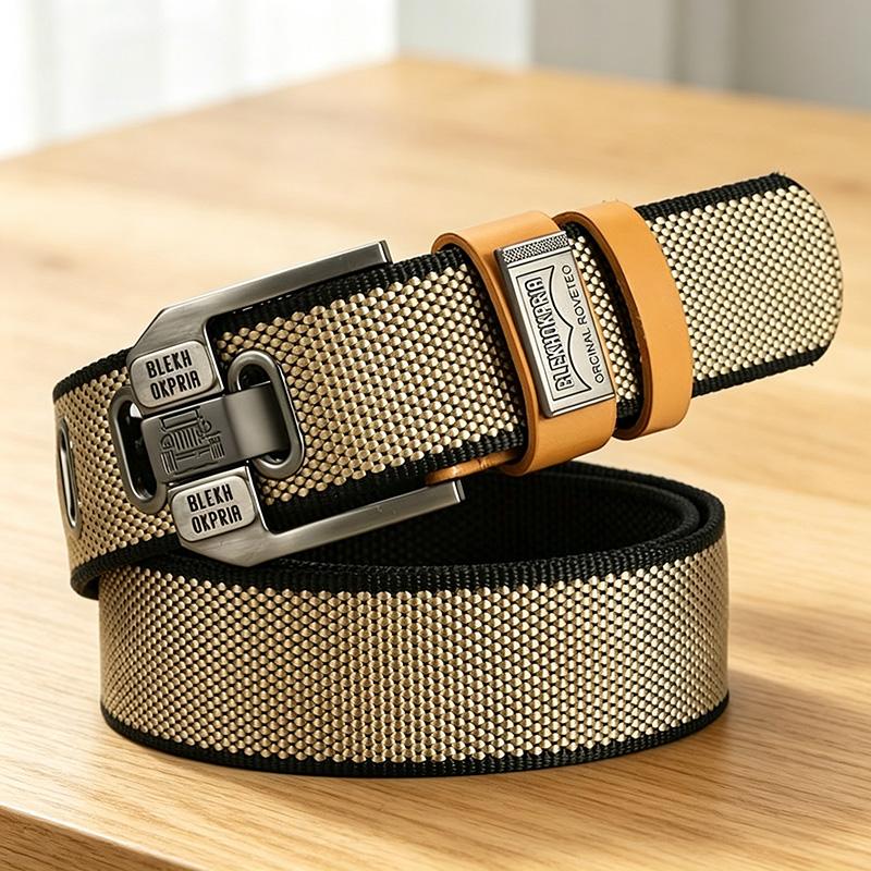 TYII™ Men's Heavy-Duty Canvas Belt – 10-Hole Adjustable Webbing Belt with Zinc Alloy Buckle