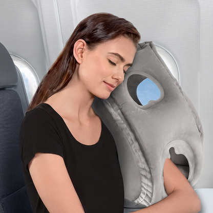 ✈️ Inflatable Travel Pillow | 360° Support – Soft Flocking, Quick Inflate, Compact
