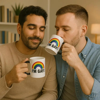 😂 Funny I'm Gay Heat Changing Mug – 11oz Rainbow Magic Coffee Cup, Surprise Gag Gift for Friends, White Elephant & Secret Santa