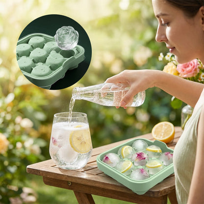 🌹 Rose Ice Cube Tray – 9-Cavity Silicone Mold for Whiskey & Cold Drinks