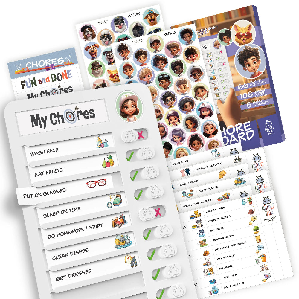 TYII™ Kids Chore Chart – Magnetic Daily Routine & Responsibility Board with 108 Chore Slides & 66 Stickers