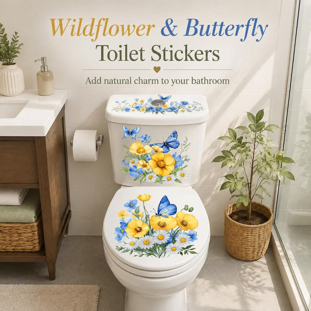 3-Piece Bathroom Toilet Sticker Set