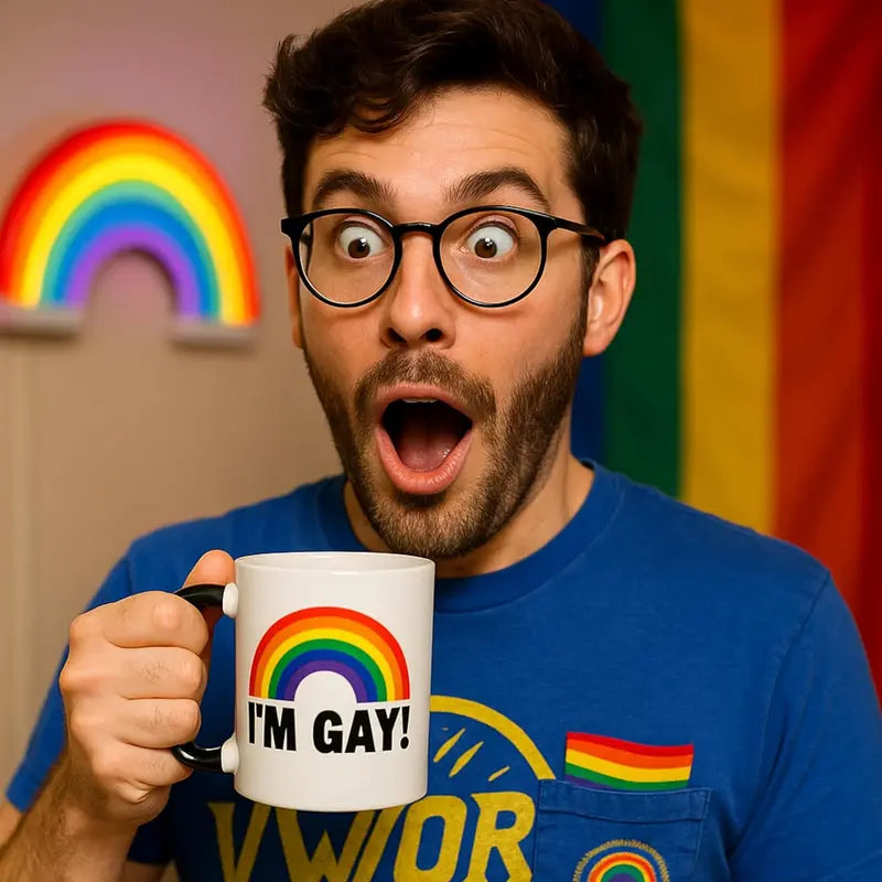 😂 Funny I'm Gay Heat Changing Mug – 11oz Rainbow Magic Coffee Cup, Surprise Gag Gift for Friends, White Elephant & Secret Santa