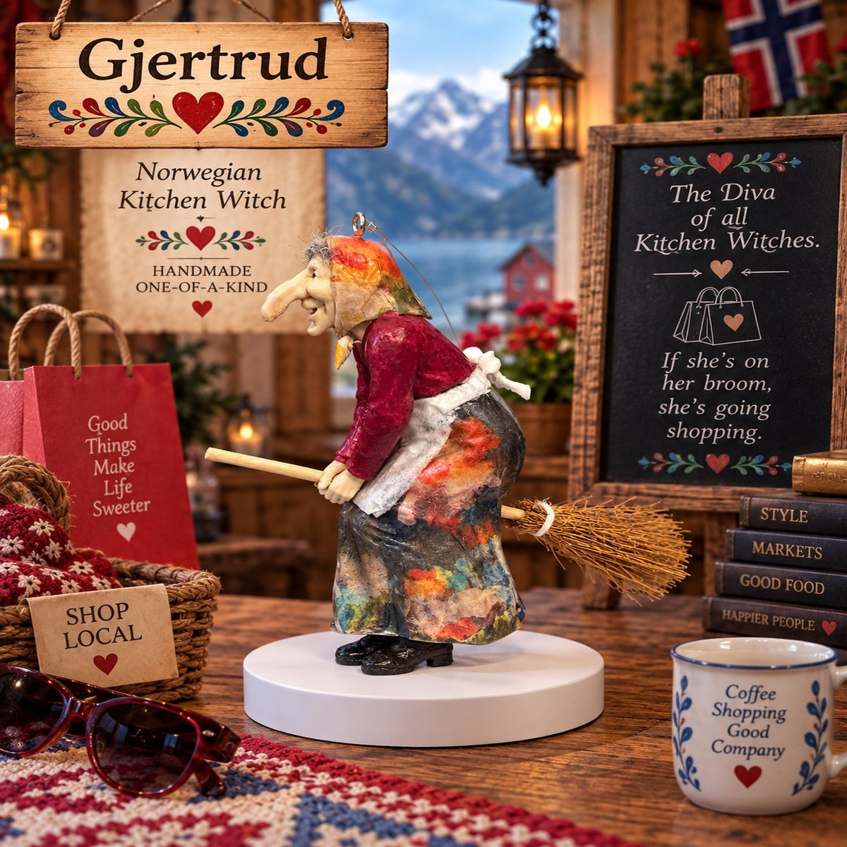 🧙 TYII™ Norwegian Kitchen Witch – Good Luck Hanging Ornament, Funny Kitchen Decor & Unique Gift 🍀