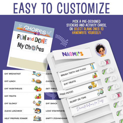 TYII™ Kids Chore Chart – Magnetic Daily Routine & Responsibility Board with 108 Chore Slides & 66 Stickers
