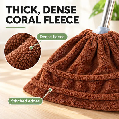 TYII™ Multipurpose Coral Fleece Broom Head Cover – Reusable Dust & Hair Cleaning Cover for Wet & Dry Floor Cleaning