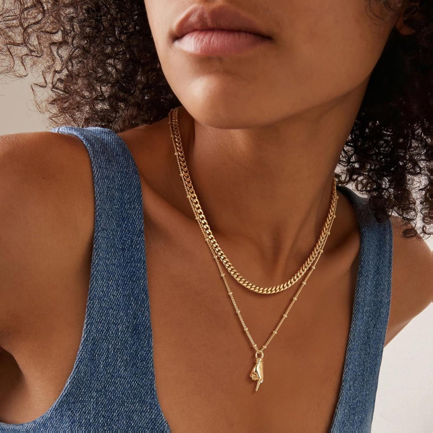 Gold Plated Hand Pendant Necklace for Women