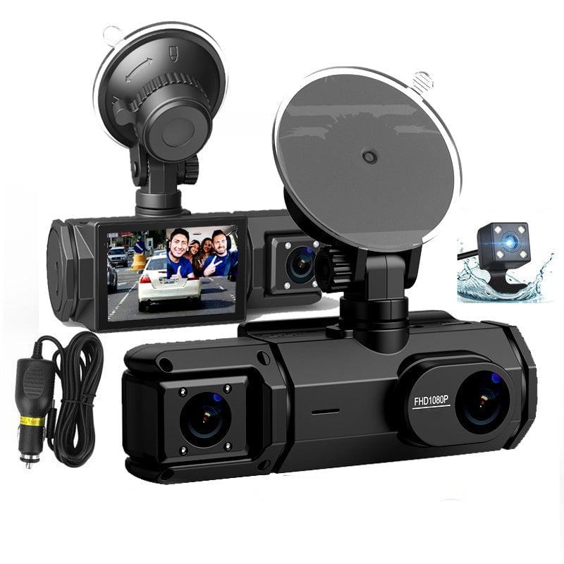 360° Guard Triple Lens Dash Cam - 1080P HD Front, Cabin & Rear Security Camera
