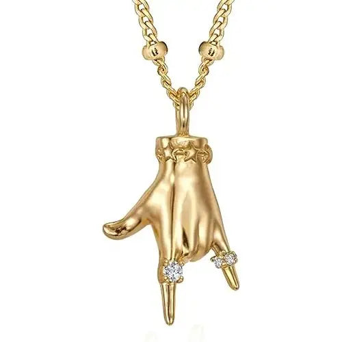 Gold Plated Hand Pendant Necklace for Women