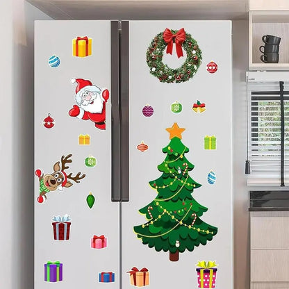 TYII™ Christmas Refrigerator Magnet Set – DIY Christmas Tree, Santa & Reindeer Fridge Decorations, Festive Magnetic Stickers for Kitchen & Home