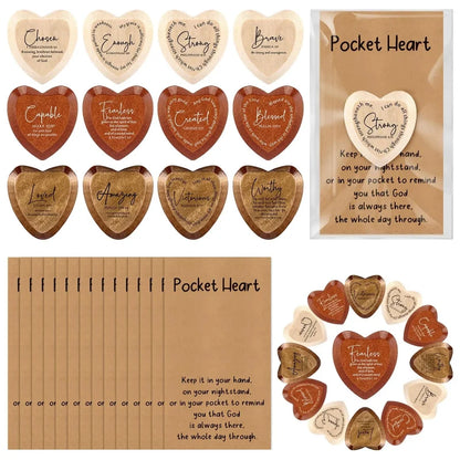 TYIIPRO™ Christian Pocket Hug Gifts – Wooden Heart Tokens with Bible Verses, Inspirational Gift Boxes & Prayer Cards, Religious Gifts for Church, Baptism & Encouragement