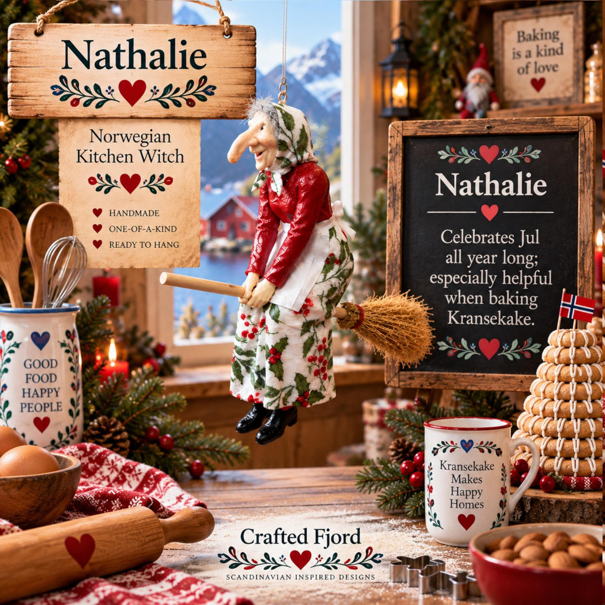 🧙 TYII™ Norwegian Kitchen Witch – Good Luck Hanging Ornament, Funny Kitchen Decor & Unique Gift 🍀