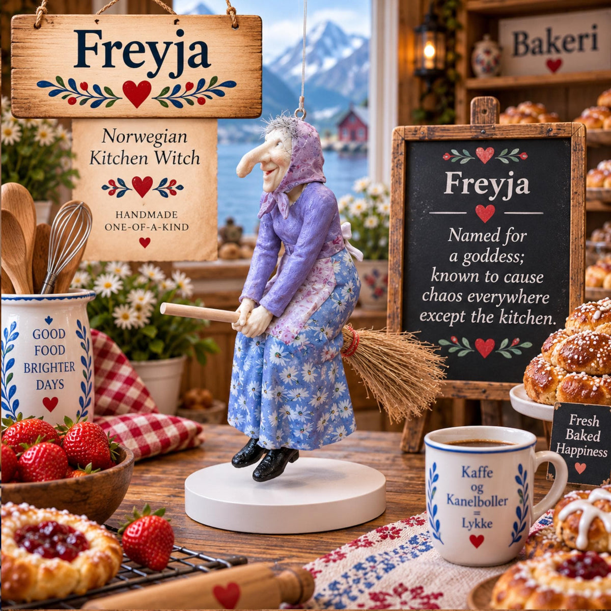 🧙 TYII™ Norwegian Kitchen Witch – Good Luck Hanging Ornament, Funny Kitchen Decor & Unique Gift 🍀