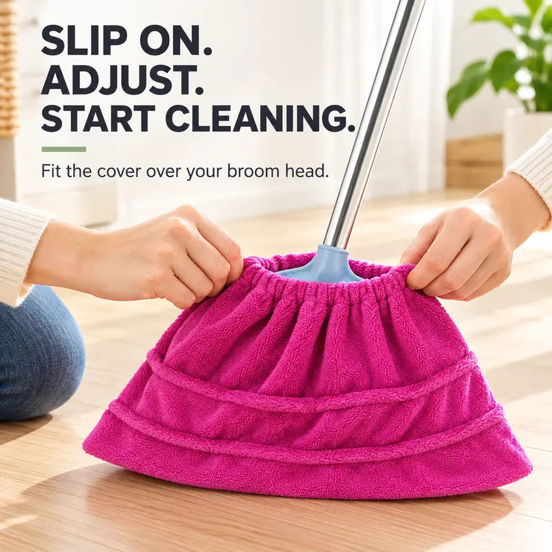 TYII™ Multipurpose Coral Fleece Broom Head Cover – Reusable Dust & Hair Cleaning Cover for Wet & Dry Floor Cleaning