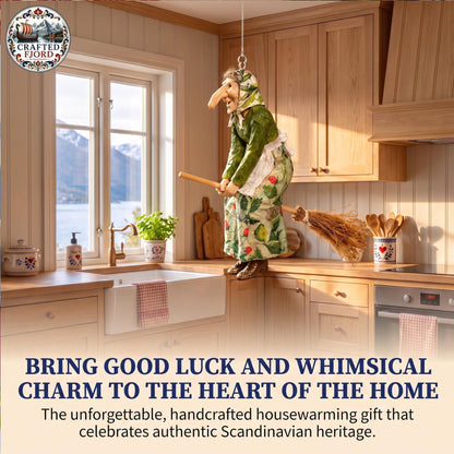 🧙 TYII™ Norwegian Kitchen Witch – Good Luck Hanging Ornament, Funny Kitchen Decor & Unique Gift 🍀